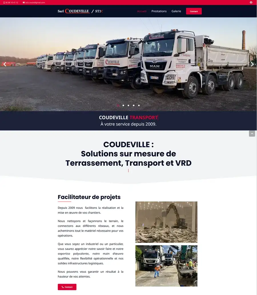 Accueil du site du groupe Coudeville, spécialiste du terrassement et des VRD.